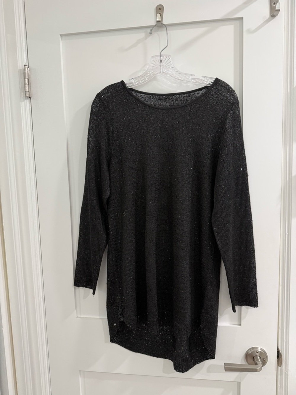 No Brand black woven sequin high low tunic (fair condition, no tag, fits like m)